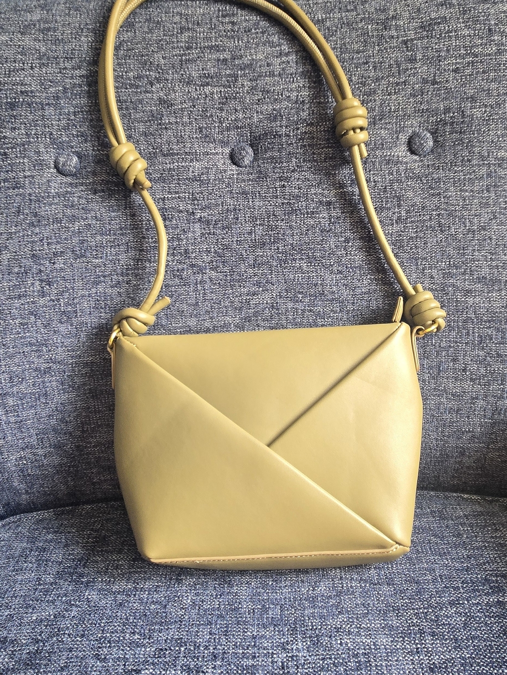 Antik Kraft Olive Green Folded-Panel Crossbody with Knotted Strap